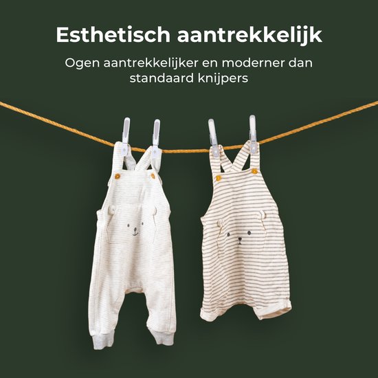Gandria Wasknijpers 24 Stuks - Kunststof Wasknijpers - Set van 24 Plastic Knijpers - Wasrek Knijpers 10 Kg - Grijs/Wit en Wit/Grijs