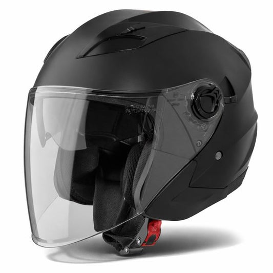 VINZ Calobra Jethelm met Zonnevizier - Scooterhelm & Motorhelm & Brommerhelm - ECE 22.06 - Mat Zwart - M
