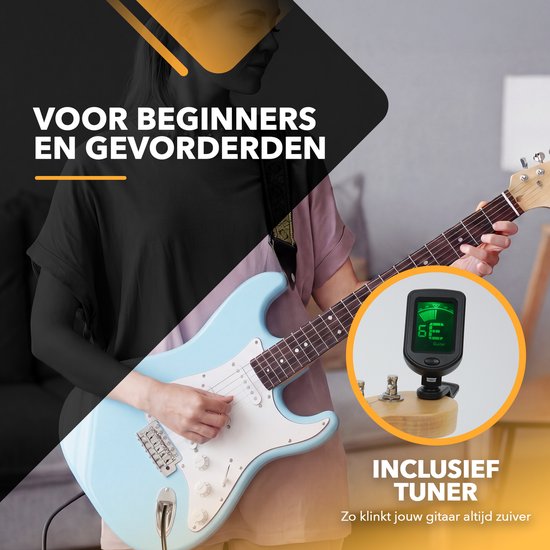 Finesse Elektrische Gitaar met Versterker - met Videocursus - Gitaar - Volwassenen - Kind - Blauw