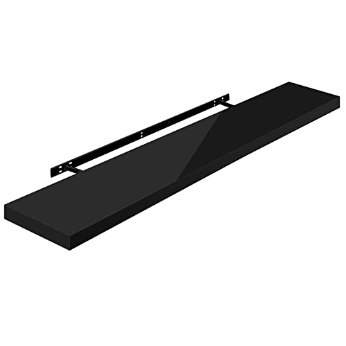 Woltu Wandplank - Zwevend - Hoogglans Zwart - 120 cm - Extra Sterk