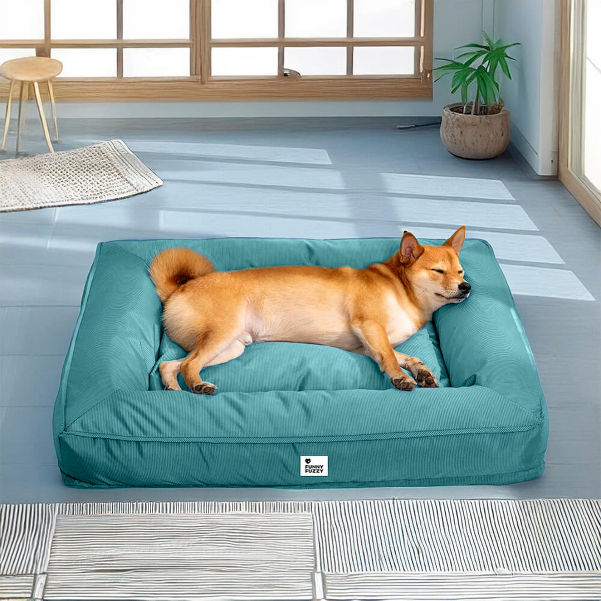 FUNNYFUZZY Orthopedisch Hondenbed - L - 75 x 58 x 13 cm - Donkergroen - Waterbestendig