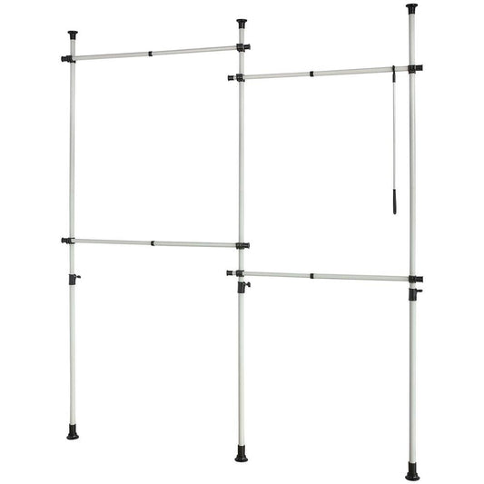 SoBuy - Kledingrek - 4 Kledingstangen - Verstelbaar - 124-226 x 285 cm - Wit