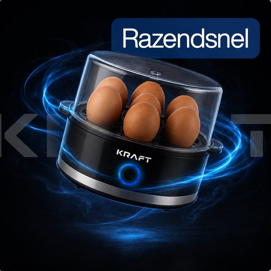 KRAFT Eierkoker Zwart - 7 Eieren - Elektrisch Eieren Koken