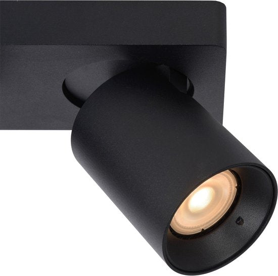 Lucide NIGEL - Plafondspot (Plafondlamp) - LED Dim to warm - GU10 - 2x5W 2200K/3000K - Zwart