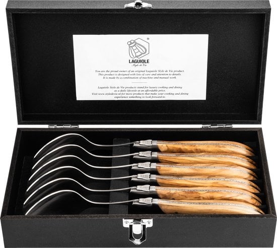 Laguiole Style de Vie Lepels Luxury Line - 6-delig - Olijfhout