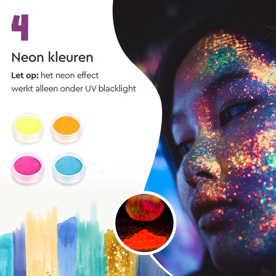Partizzle Compleet Bio Glitter Tattoo Set - Meisjes / Jongens - Schmink Sjablonen, Lijm en Penselen - Gezicht Nep Neon Tattoos Knutselpakket - Carnaval Cadeau Knutselen voor Kinderen - 24 Kleuren / Biodegradable