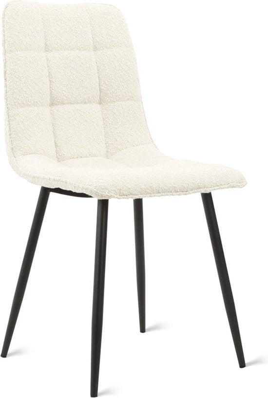 Multifurn Eetkamerstoel - Boucléstof & Foam - Ivoor - 55x45x89cm
