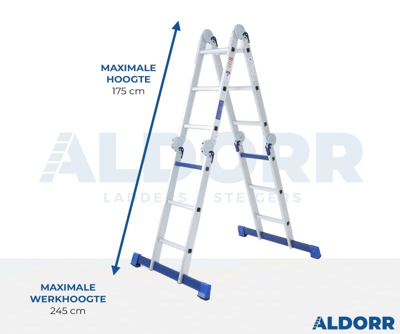 ALDORR Home Vouwladder - 4 x 3 Treden - 3,50 m - Zonder Platform