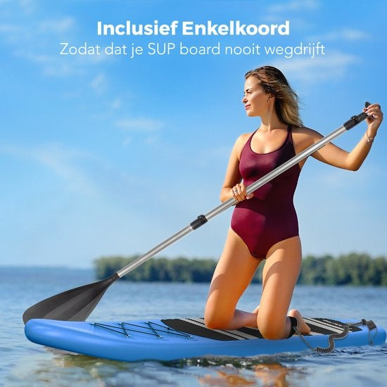 LifeGoods SUP Board - Opblaasbaar Paddle Board - Complete Set - Max. 135KG - 320x81cm - Blauw