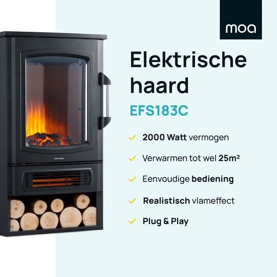 MOA Elektrische Kachel - Sfeerhaard - Haard- Heater - Plek voor decoratie hout - EFS183C