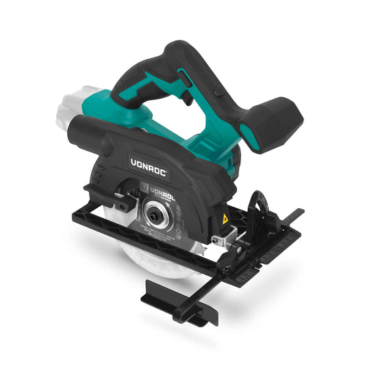 Vonroc Accu Cirkelzaag 20V 150 mm - Verstekzaag tot 45° - Parallelaanslag & Stofzuigeradapter - Solo (Excl. Accu en Lader)