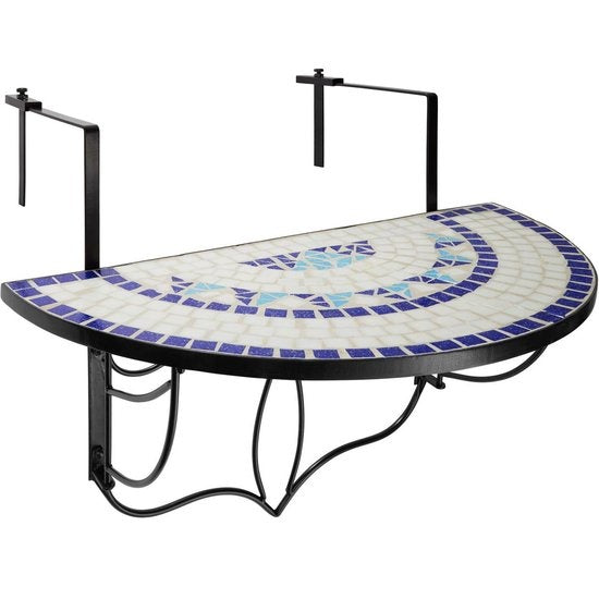 tectake- Balkontafel mozaïek klapbaar wit/blauw - 402766