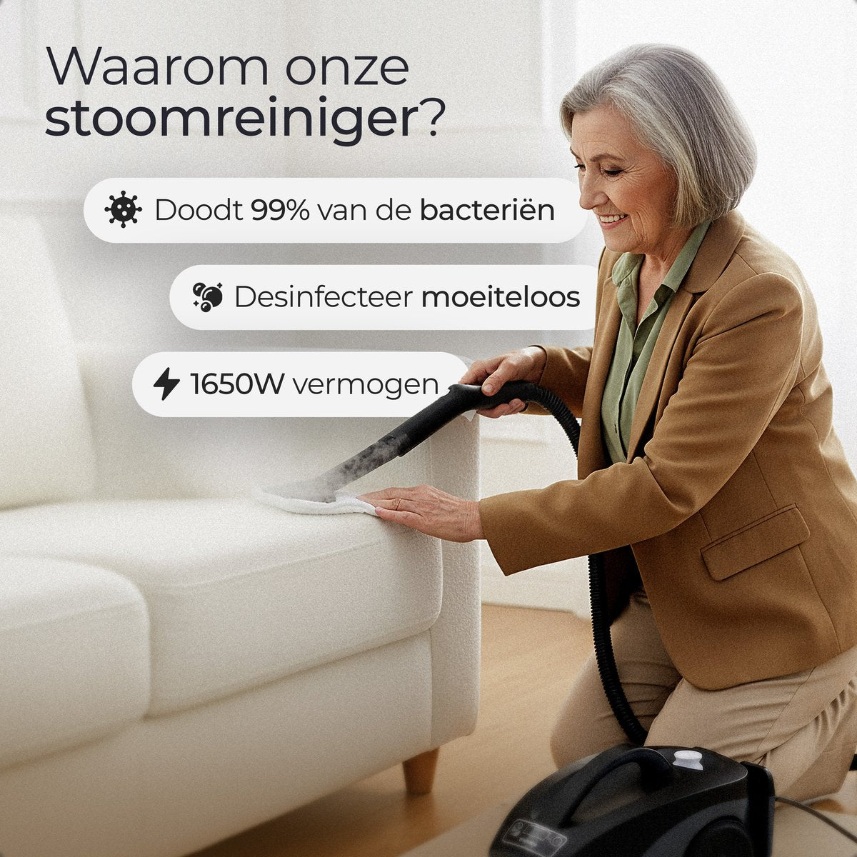 Atmosed AS-2 Stoomreiniger - 1650W - 4 Bar - 2,5L - Met 20 Accessoires