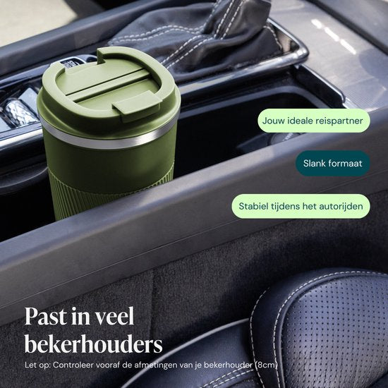 Castagnola Thermosbeker - Koffiebeker To Go - Travel Mug voor Koffie en Thee - Theebeker - 510 ML - RVS - Groen