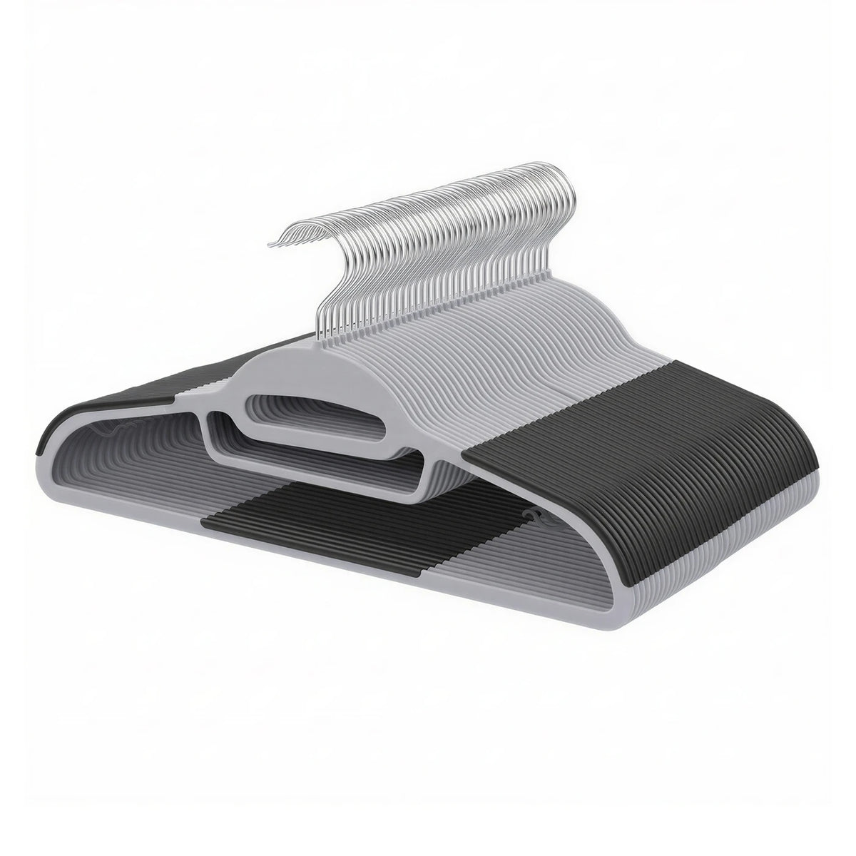 JOYFURNOS Kledinghangers 50-Pack Grijs - Ruimtebesparend S-Vorm - 360° Draaibaar - 41,5 x 22,5 cm