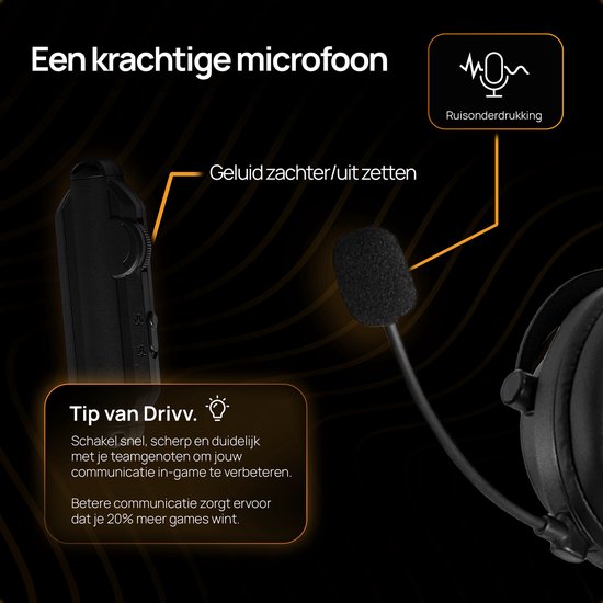 Drivv. PRO Draadloze Gaming Headset met Microfoon - Bluetooth Game Headset geschikt voor PS4, PS5, Xbox Series en PC - Draadloos 2.4GHz
