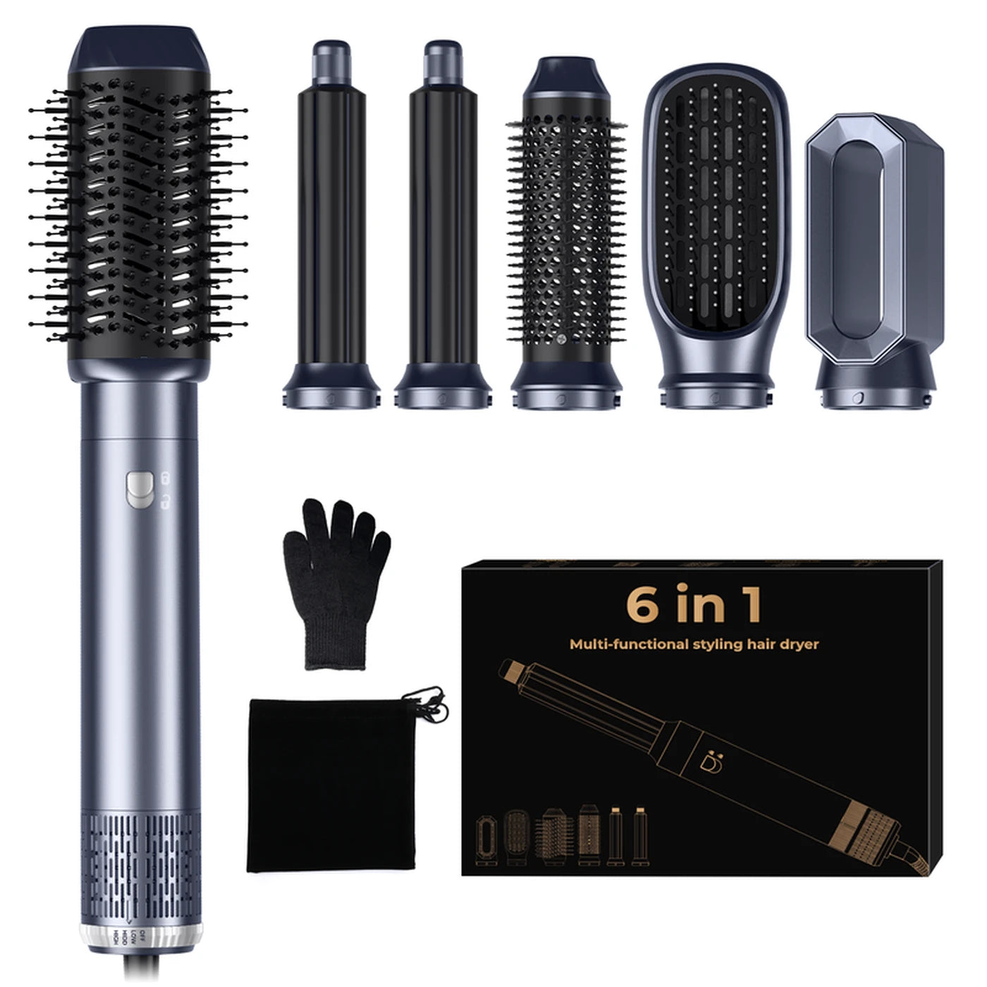Atopskins 6-in-1 Haarstyler Volume & Glans - Föhn, Krulborstel & Stijlborstel