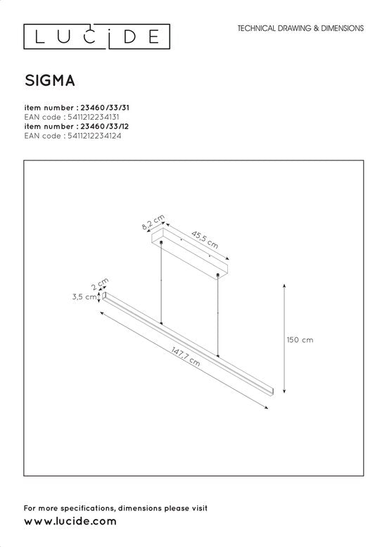 Lucide SIGMA Hanglamp - LED Dimb. - 1x36W 2700K - Wit