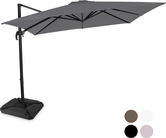 VONROC Zweefparasol - Grijs - 300x300 cm
