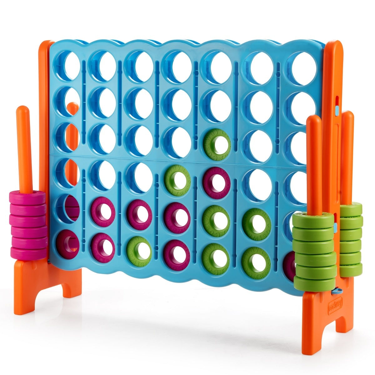 Coast Vier op een Rij Spel met 42 Jumbo Ringen 120 x 42 x 104 cm Blauw + Oranje