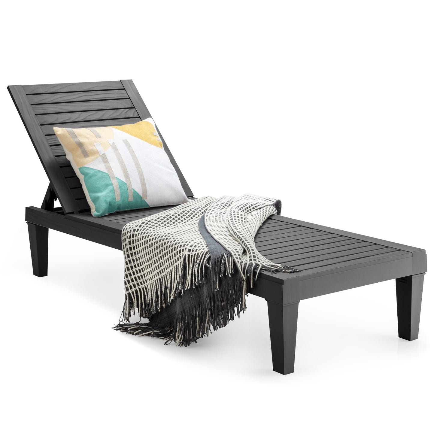 Coast Terrace Lounger buitenluchtstoel met verstelbare rugleuning 190 x 57,5 ??x 29 cm zwart