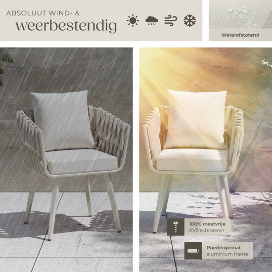 tectake® Tuinstoel Lugano - Loungestoel met Aluminium Frame - Buitenstoel in Rope-Design - Buiten Fauteuil met Dikke Kussens - Voor Tuin of Balkon - Terrasstoel - UV- en Weerbestendig - Antraciet