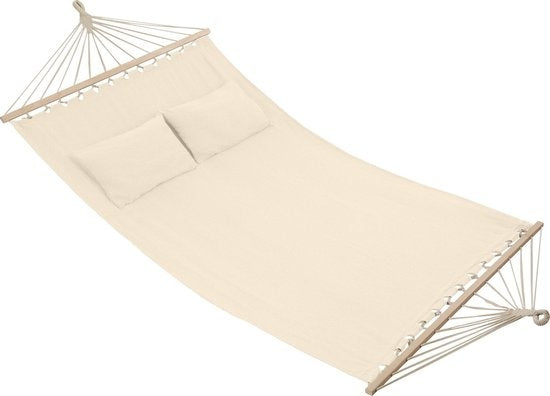 Tectake 2 persoons hangmat Eden berkenhout stokken Beige