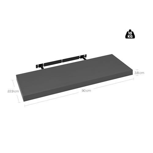 WOLTU RG9370dgr – Zwevende Wandplank – MDF Donkergrijs – 90 x 22,9 x 3,8 cm