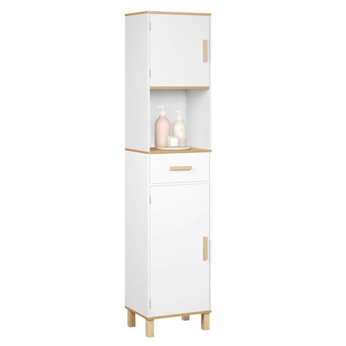 Eugad Badkamerkast met 5 Vakken en 1 Lade Wit 40 x 180 x 30 cm