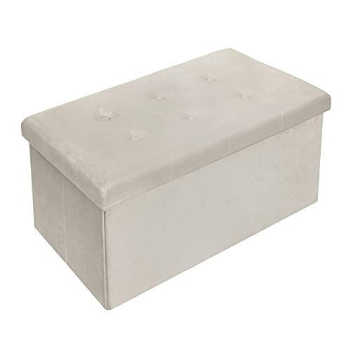Woltu Opbergbank Velvet Crème 80L 76 x 37,5 x 38 cm