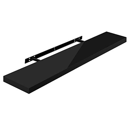 Woltu Zwevende Wandplank Hoogglans Zwart 100 x 23 x 3,8 cm