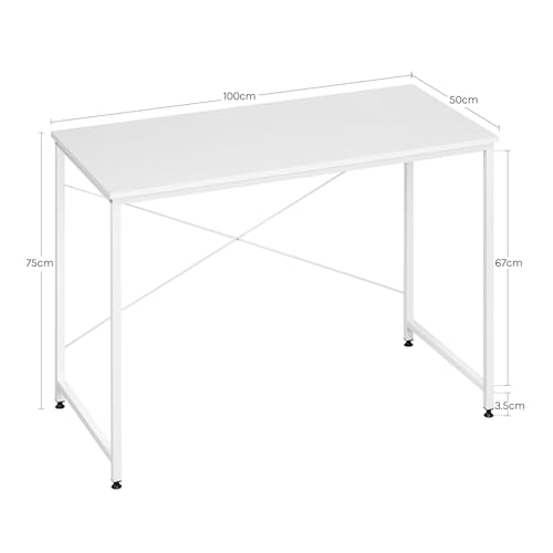 Woltu Bureau met Metaal Frame - Wit - 100 x 50 x 75 cm