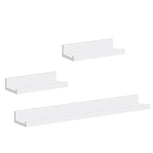Woltu Set van 3 Witte Wandplanken - Zwevende Opbergplanken voor Woonkamer, Keuken en Slaapkamer