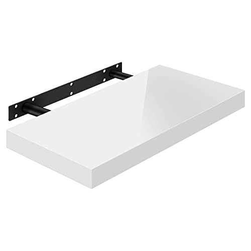 Woltu Zwevende Wandplank Premium - Houten Wandrek Wit - 40 x 22,8 x 3,8 cm