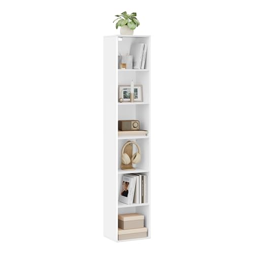 Woltu Boekenkast Semi-Open Kolom 6 Vakken - Spaanplaat/Wit - 30 x 24 x 158,5 cm
