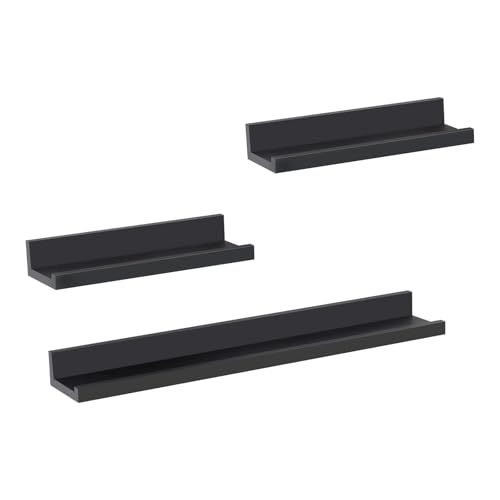 Woltu Wandplank Set 3-delig Zwart - 2x 30x5x10 cm & 1x 60x5x10 cm