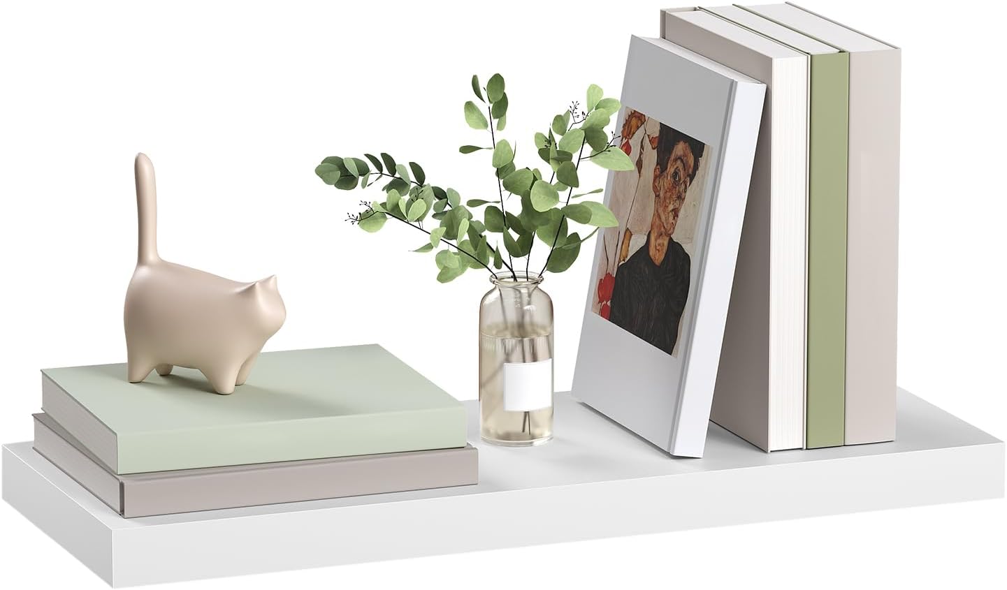 Esituro Zwevende Wandplank Wit 50 x 22,9 x 3,8 cm - Moderne MDF Wandplank - Floating Shelf voor Woonkamer, Slaapkamer, Keuken en Badkamer