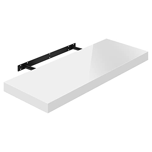 Woltu Volato Zwevende Wandplank Hoogglans Wit 70 x 23 x 3,8 cm