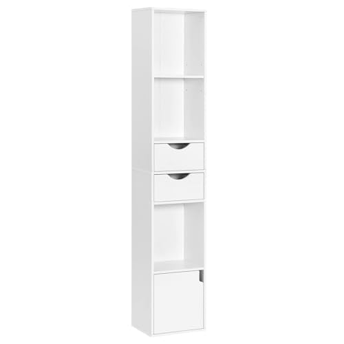 Woltu Boekenkast met Laden - Staande Opbergkast - Wit - 30x24x158 cm