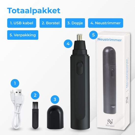 Nuvance - Neustrimmer - Neustrimmer Mannen en Vrouwen - Oortrimmer - Neushaartrimmer - Usb Oplaadbaar - Afspoelbaar