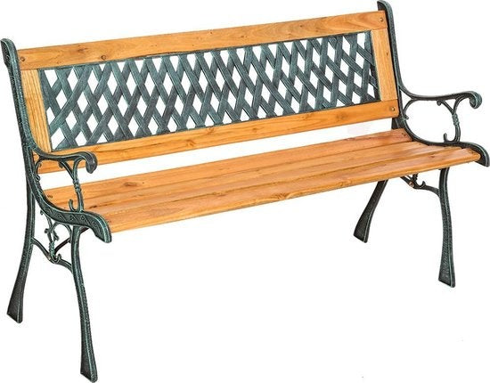 Gietijzeren tuinbank - ruitmotief - 128 x 51 x 73cm