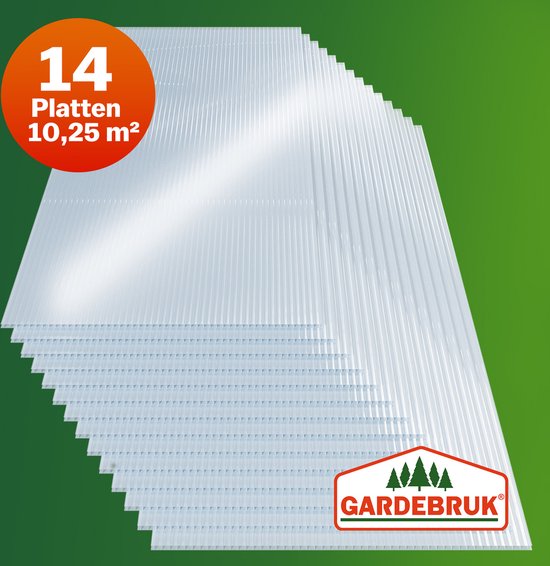 14x Polycarbonaat Platen - UV-Bestendig 60,5x121cm 10,25m² - Transparant