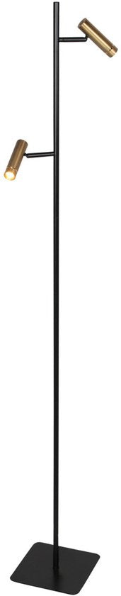 Vloerlamp Lumo 4608BR - Moderne tweelichts leeslamp van metaal met bronzen accenten, 125 cm hoog, draaibaar en kantelbaar, merk Mexlite