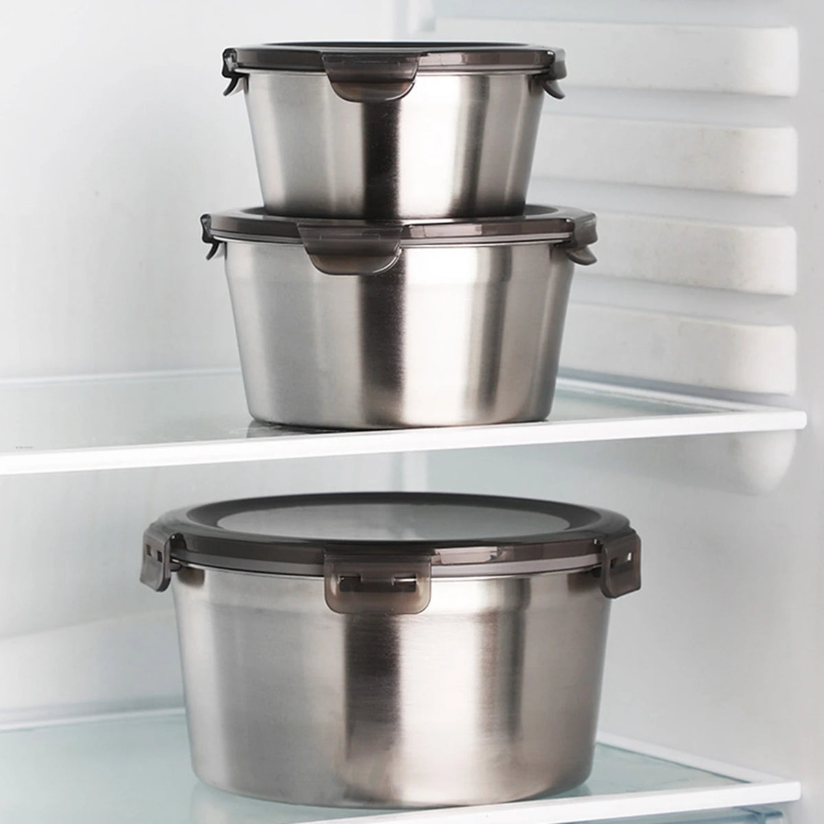 Maxcook Voedselcontainers 3-Delig - 316 RVS - 600/1100/2200 ml - Luchtdicht, Stapelbaar