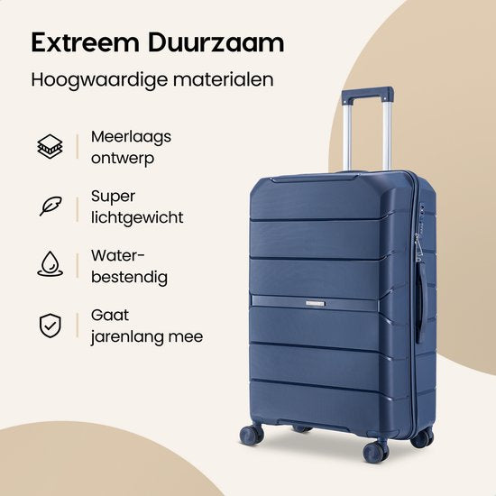 SC Urban Adventurer - Grote Reiskoffer - Cijferslot - 49x30x75cm - 110L - Reiskoffer met Kofferslot - Spinner wielen - Donkerblauw V2