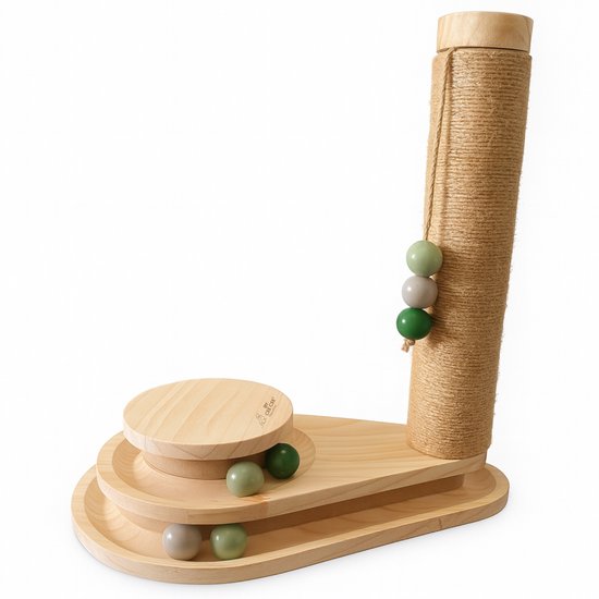 By Cee Cee Krabpaal - Krabpaal voor Katten - Katten Krabpaal - Houten Kattenspeelgoed - Ideaal Voor Meerdere Katten - 38x24.5x47.5cm - Noa