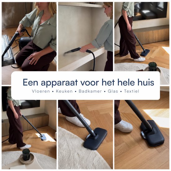 Samako Halo Stoomreiniger 1500W - Vloerreiniger met Instelbare Stoomstand - 15 Accessoires - 40min Stomen - Voegenreiniger voor Badkamer en Keuken - Blauw