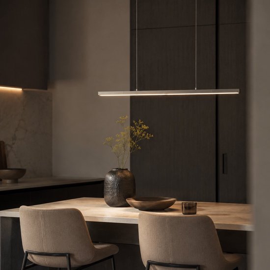 Hanglamp Bande 4906ST in staalkleur, hoogteverstelbaar van 50-125 cm, moderne stijl, met elektronica en metaal, merk Steinhauer