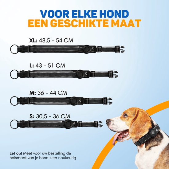 Vulpes Goods® Pets - Hondenhalsband geschikt voor Apple AirTag - Apple Airtag Halsband voor Honden Pro - Veilig, lichtgewicht, reflecterend & comfortabel - Anti-kras en Waterbestendig - Incl. 2 accessoires - 43-51 CM - L