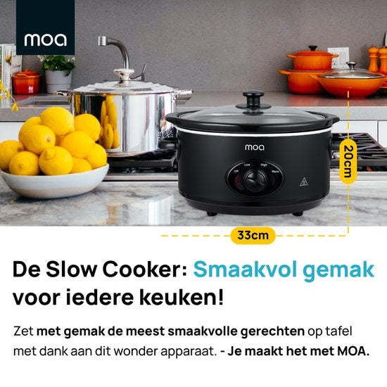 MOA Slowcooker - 3,5 liter - Keramische Binnenpan - Zwart - SC35B